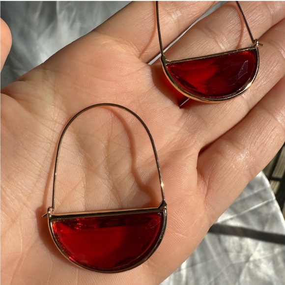 Anthropologie Jewelry - Copper Red and Gold Crystal Earrings